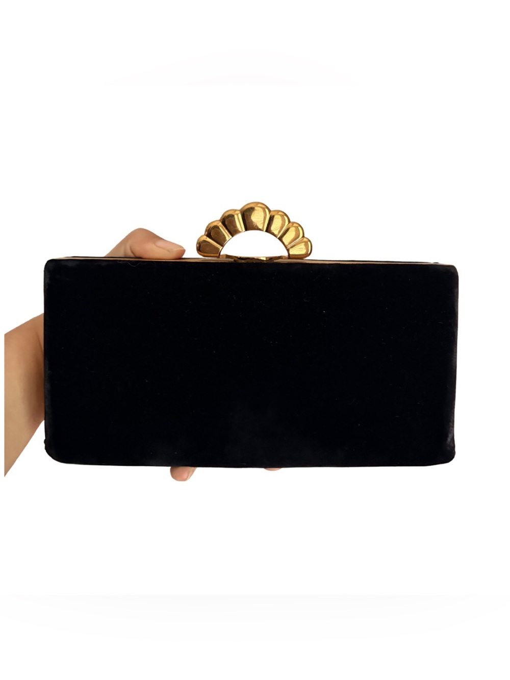 VTG 40s 50s Evans Claimshell Clutch Bag Minaudie're, Gold-Toned Clasp Velvet